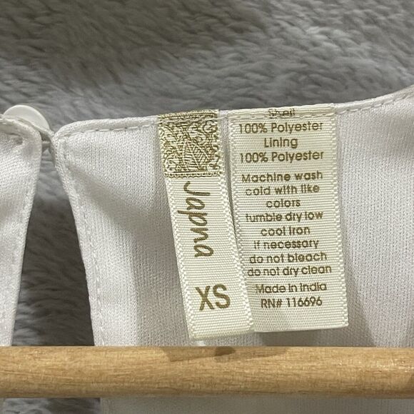 Japna Flowy A-Line Dress‎ Women's XS V Neck Beige Ruffle Polyester - Picture 2 of 8